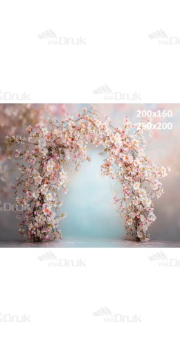 Tło fotograficzne z kwitnącym pastelowym łukiem i akwarelową scenerią | E559